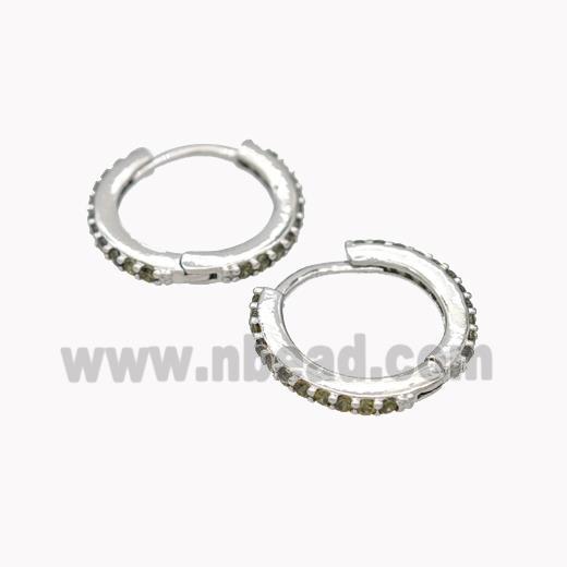 Copper Hoop Earrings Pave Zirconia Platinum Plated