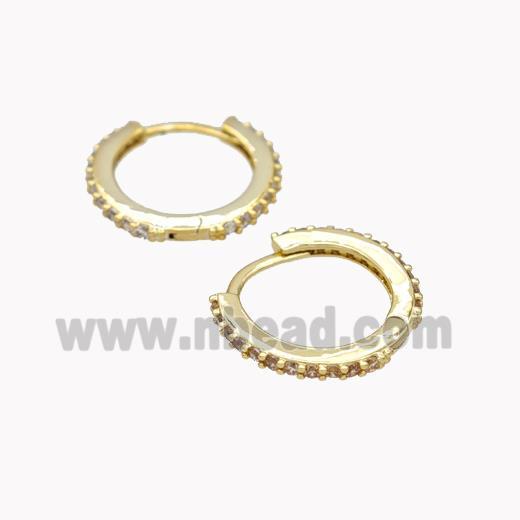 Copper Hoop Earrings Pave Zirconia Gold Plated