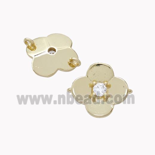 Copper Flower Connector Pave Zirconia Gold Plated