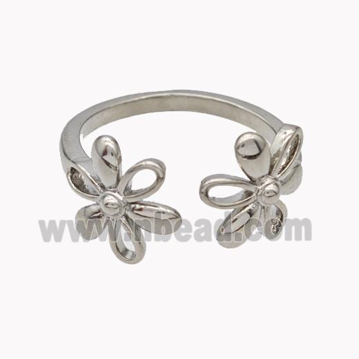 Copper Flower Rings Platinum Plated