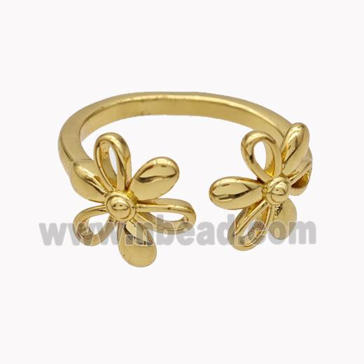 Copper Flower Rings Gold Plated