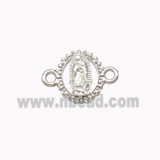 Virgin Mary Charms Copper Connector Platinum Plated