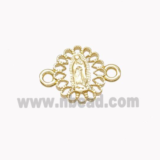 Virgin Mary Charms Copper Connector Gold Plated