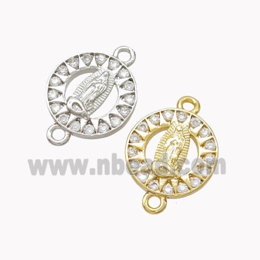 Virgin Mary Charms Copper Connector Pave Zirconia Mixed