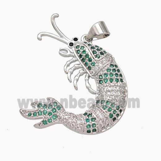 Copper Lobster Charms Pendant Pave Zirconia Platinum Plated