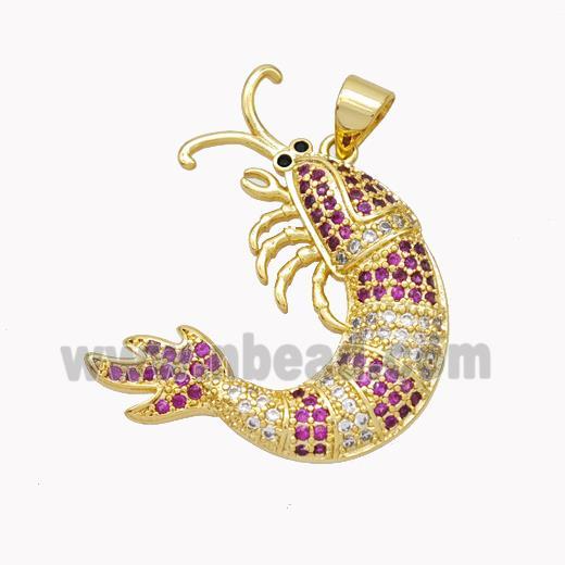 Copper Lobster Charms Pendant Pave Zirconia Gold Plated