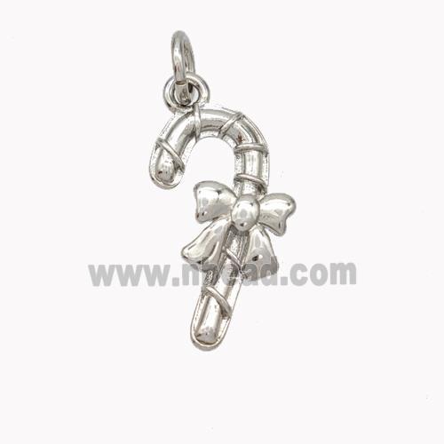 Christmas Candy Cane Charms Copper Pendant Platinum Plated