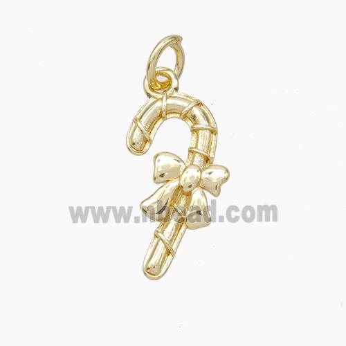 Christmas Candy Cane Charms Copper Pendant Gold Plated