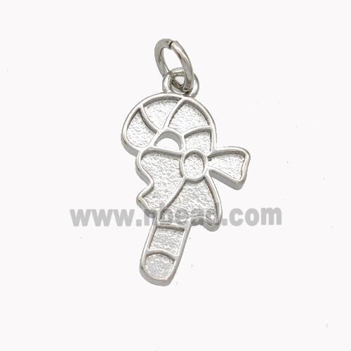 Christmas Candy Cane Charms Copper Pendant Platinum Plated