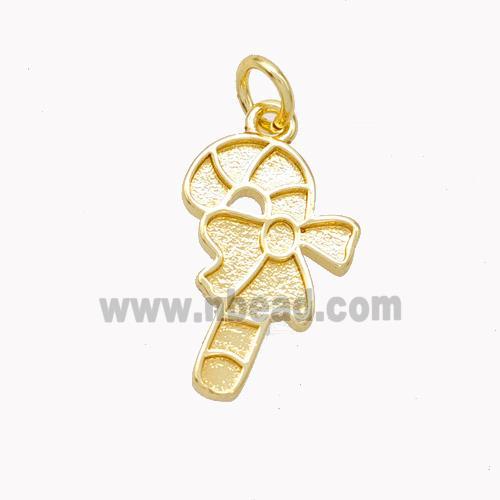 Christmas Candy Cane Charms Copper Pendant Gold Plated