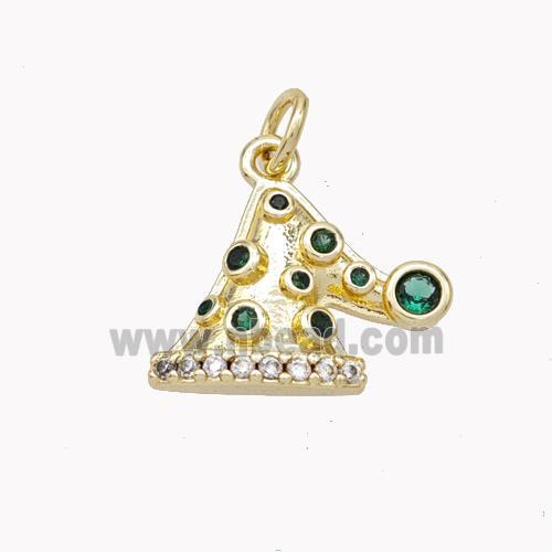 Christmas Hat Charms Copper Pendant Pave Zirconia Gold Plated