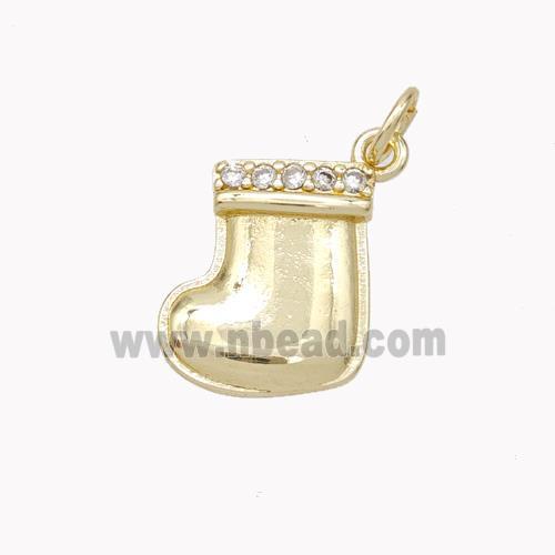 Christmas Stocking Charms Copper Pendant Pave Zirconia Gold Plated