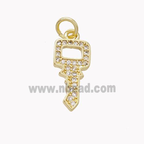 Copper Key Pendant Pave Zirconia Gold Plated