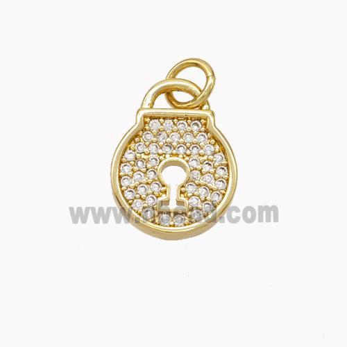 Copper Lock Pendant Pave Zirconia Gold Plated