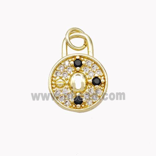 Copper Lock Pendant Pave Zirconia Gold Plated