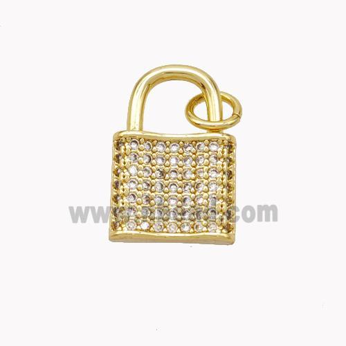 Copper Lock Pendant Pave Zirconia Gold Plated