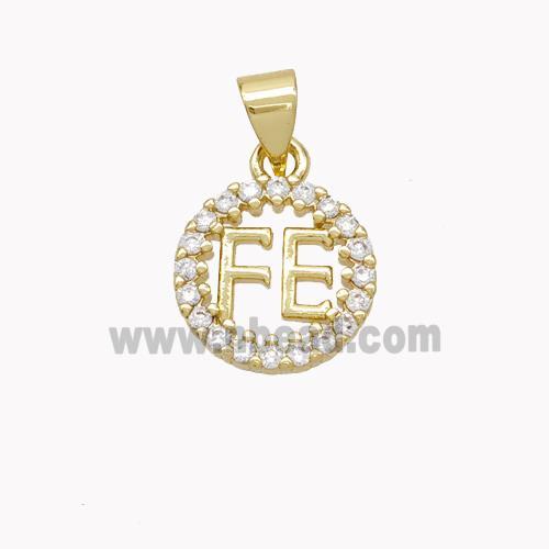 Copper FE Circle Pendant Pave Zirconia Gold Plated