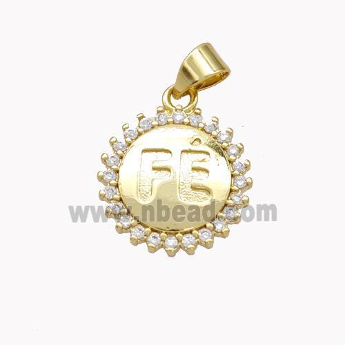 Copper FE Sun Pendant Pave Zirconia Gold Plated