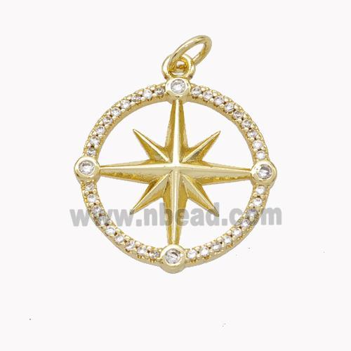 Copper Northstar Pendant Pave Zirconia Gold Plated