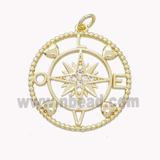 Copper Northstar Pendant Pave Zirconia LOVE Gold Plated