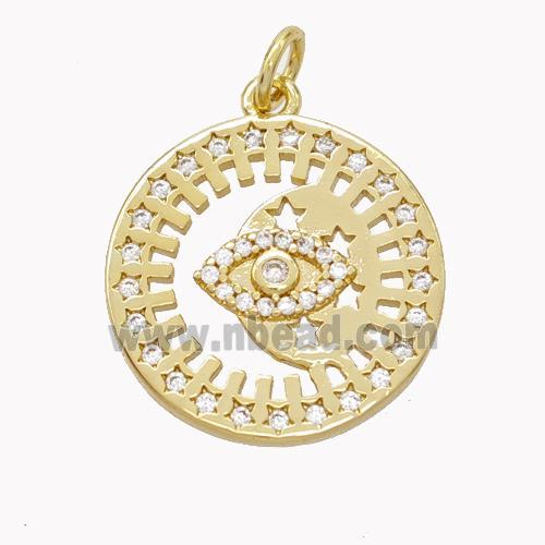 Copper Eye Pendant Pave Zirconia Circle Gold Plated