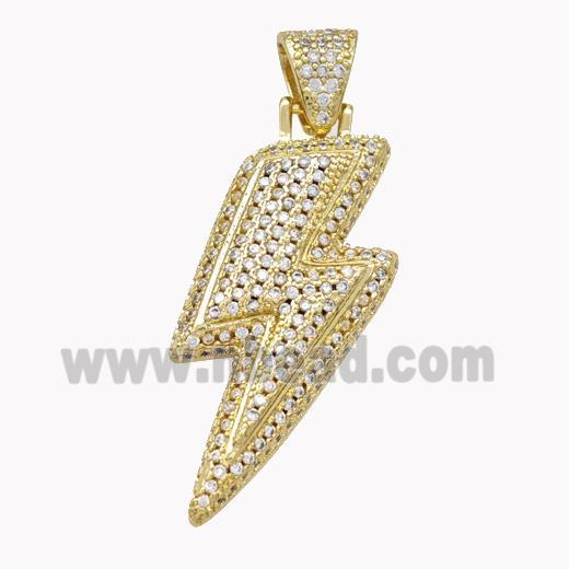 Copper Lightning Pendant Micropave Zirconia Gold Plated