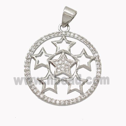 Copper Star Pendant Pave Zirconia Platinum Plated