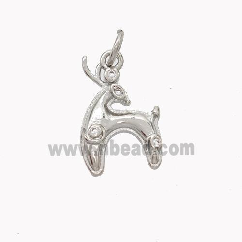 Copper Deer Pendant Pave Zirconia Platinum Plated