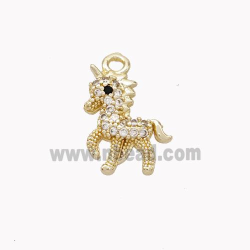 Copper Unicorn Charms Pendant Pave Zirconia Gold Plated