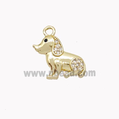 Copper Dog Pendant Pave Zirconia Gold Plated