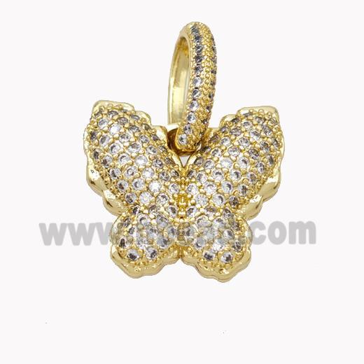 Copper Butterfly Pendant Pave Zirconia Gold Plated