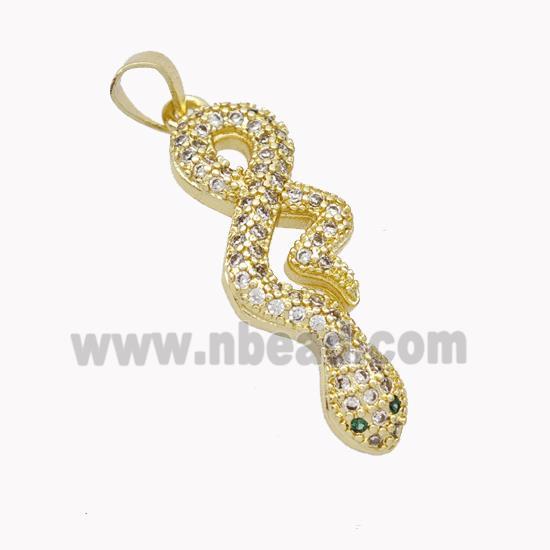 Copper Snake Pendant Pave Zirconia Gold Plated