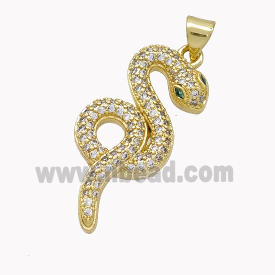 Copper Snake Pendant Pave Zirconia Gold Plated