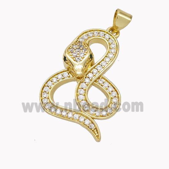 Copper Snake Pendant Pave Zirconia Gold Plated