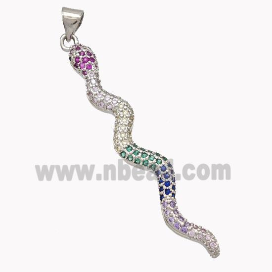 Copper Snake Pendant Pave Zirconia Platinum Plated