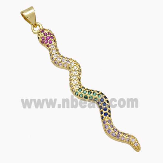 Copper Snake Pendant Pave Zirconia Gold Plated