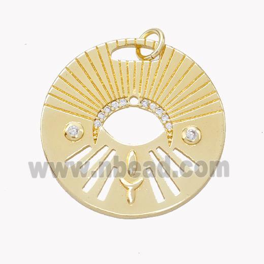 Copper Sun Ray Pendant Pave Zirconia Gold Plated