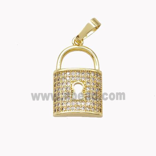 Copper Lock Pendant Pave Zirconia Gold Plated