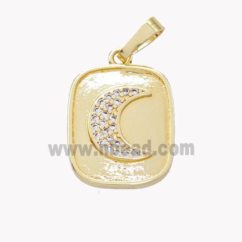 Copper Moon Pendant Pave Zirconia Gold Plated