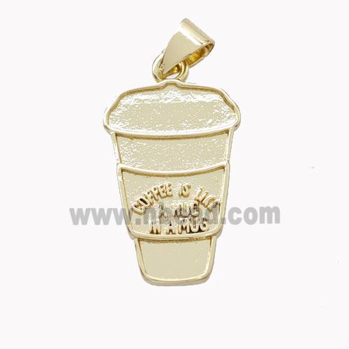 Coffee Cup Charms Copper Pendant Gold Plated