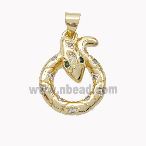 Copper Snake Pendant Pave Zirconia Gold Plated