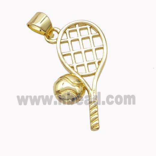 Copper Tennis Racket Pendant Sports Gold Plated