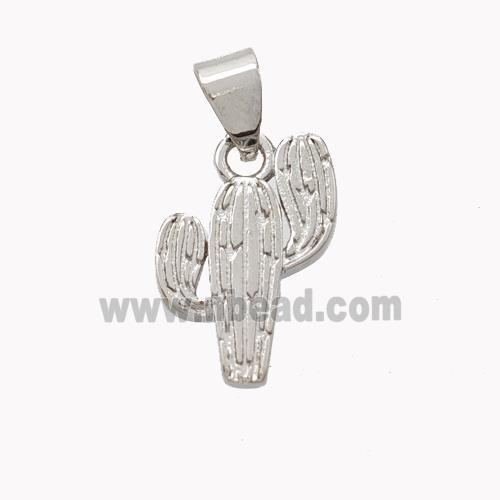 Copper Cactus Pendant Platinum Plated