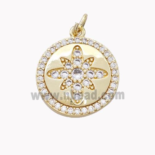 Copper Northstar Pendant Pave Zirconia Gold Plated