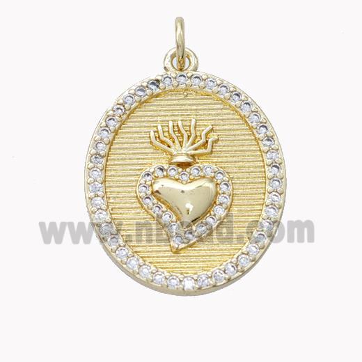 Copper Heart Pendant Pave Zirconia Gold Plated