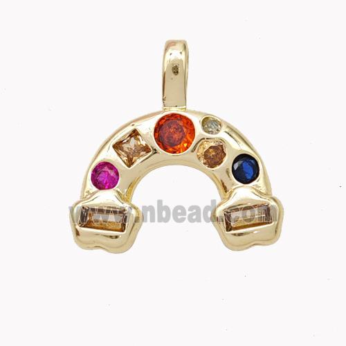 Copper Rainbow Pendant Micropave Zirconia Gold Plated