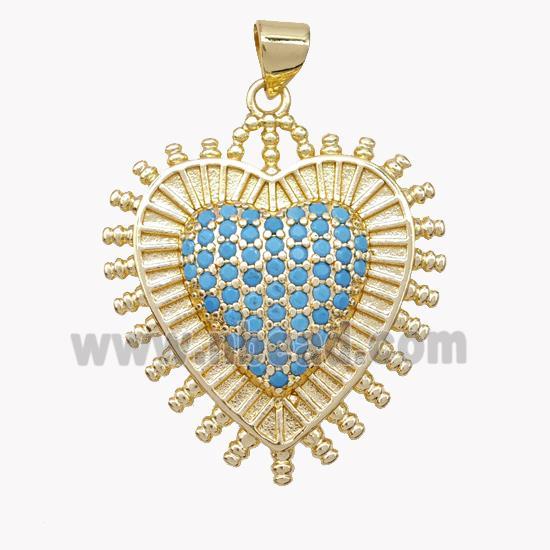 Copper Heart Pendant Micropave Zirconia Gold Plated