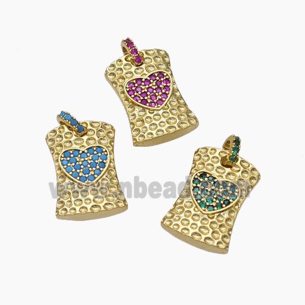 Copper Pendant pave zircon, gold plated