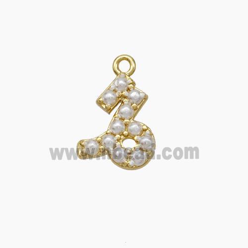 Copper Pendant pave resin pearlized, Gold plated