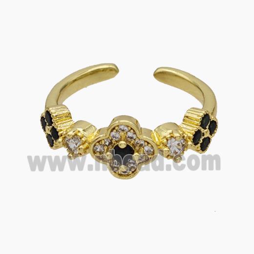 Copper Ring pave zircon, Gold plated